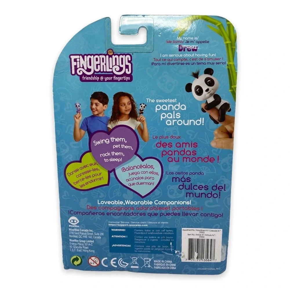 WowWee Fingerlings Interactive Drew Baby Panda Black and White NEW (Lot of 4) - Picture 4 of 6